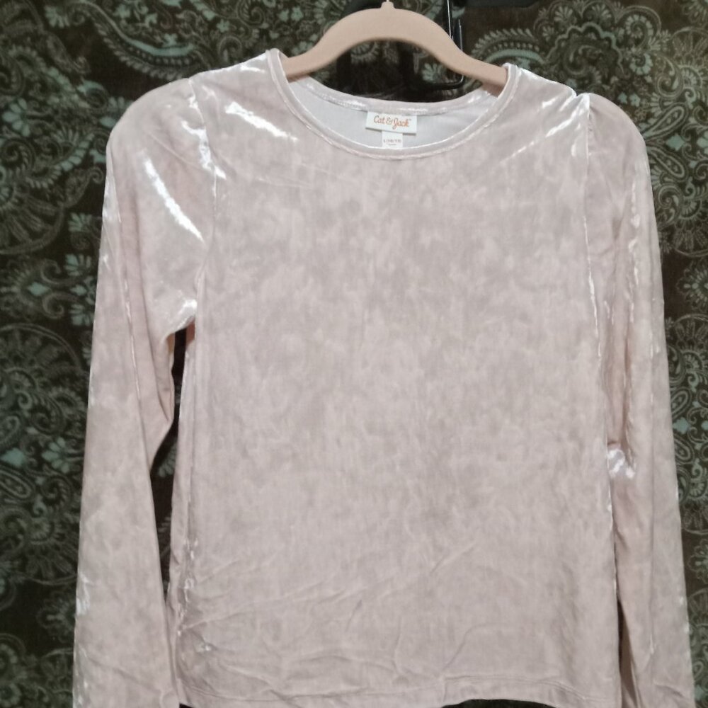 Girls' Long Sleeve Velour Shirt - Cat & Jack™ Pink Size Small NWT